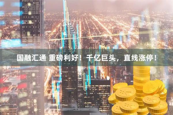 国融汇通 重磅利好！千亿巨头，直线涨停！