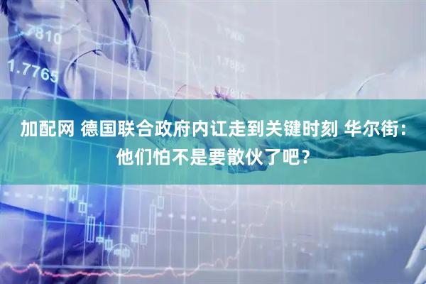 加配网 德国联合政府内讧走到关键时刻 华尔街：他们怕不是要散伙了吧？