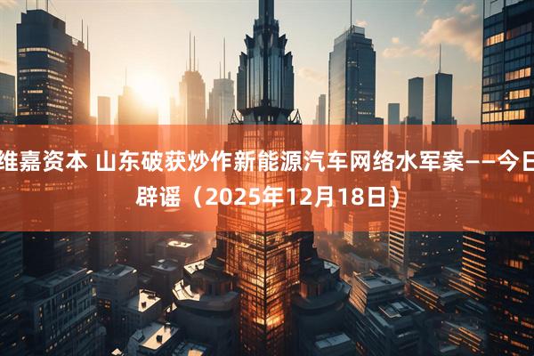 维嘉资本 山东破获炒作新能源汽车网络水军案——今日辟谣(2025年12月18日)